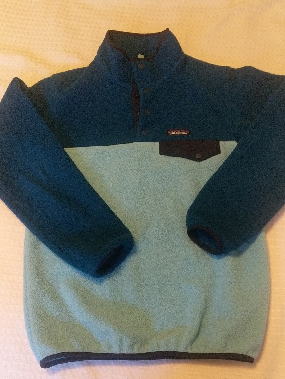 Patagonia Synchilla Snap-T Pullover Fleece Jacket Teal Blue Colorblock XS